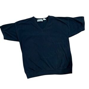 Vintage 1980’s Black Crop Top V Neck Tshirt by Personal